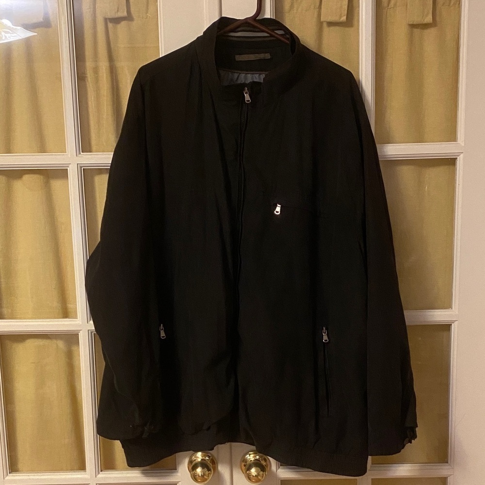Classic Black Windbreaker for Men. Britches. Size 4XL